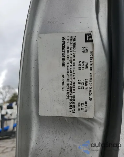 2005 Buick Century Custom from USA, damaged, VIN 2G4WS52J151109565